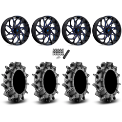 Assassinator Mud Tires 36x8-20 on Fuel Runner Candy Blue Wheels