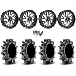 Assassinator Mud Tires 36x8-20 on Fuel Triton Gloss Black Milled Wheels