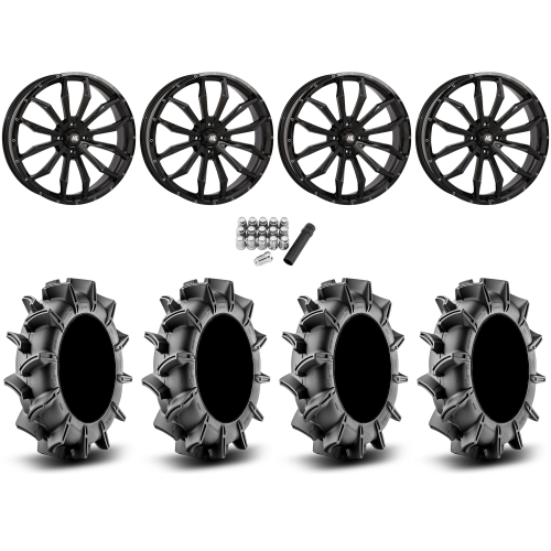 Assassinator Mud Tires 36x8-20 on High Lifter HL21 Gloss Black Wheels
