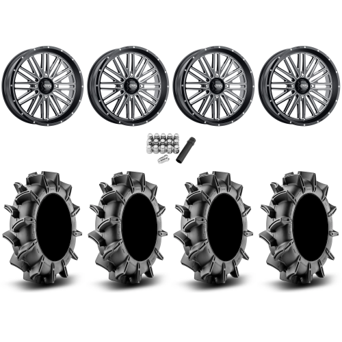 Assassinator Mud Tires 36x8-20 on ITP Momentum Gloss Black Milled Wheels