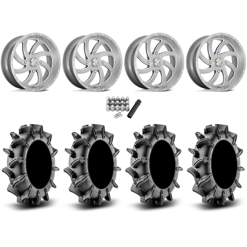 Assassinator Mud Tires 36x8-20 on MSA M36 Switch Brushed Titanium Wheels