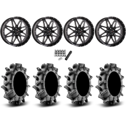 Assassinator Mud Tires 36x8-20 on System 3 Offroad ST-7 Gloss Black Milled Wheels