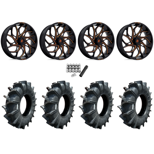 Assassinator Mud Tires 40x10-24 on Fuel Runner Candy Orange Wheels