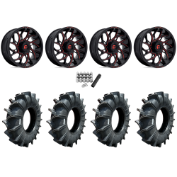 Assassinator Mud Tires 40x10-24 on Fuel Runner Candy Red Wheels