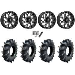 Assassinator Mud Tires 40x10-24 on Fuel Runner Gloss Black Milled Wheels