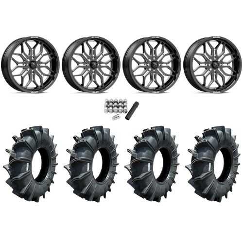 Assassinator Mud Tires 40x10-24 on MSA M47 Sniper Gloss Black Milled Wheels