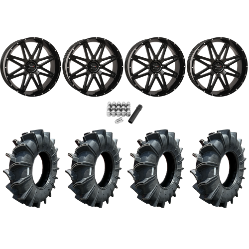 Assassinator Mud Tires 40x10-24 on System 3 Offroad ST-7 Gloss Black (24x9) Wheels