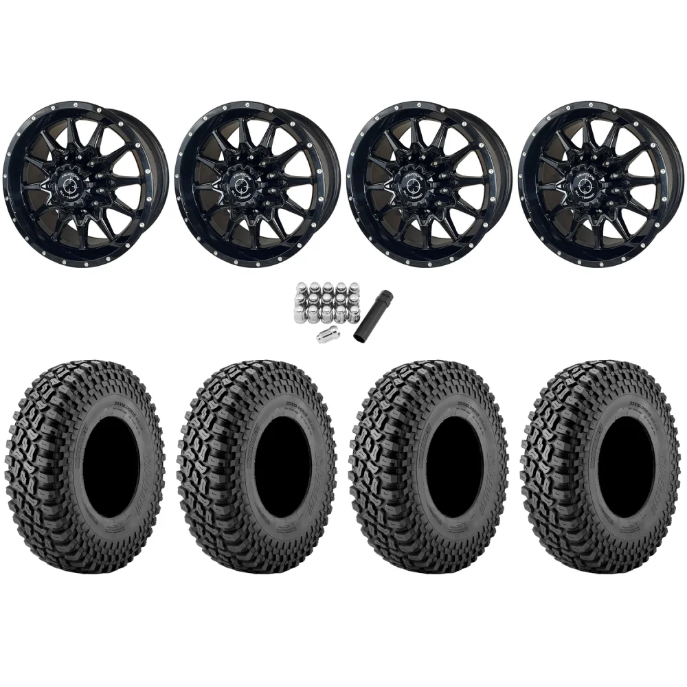 Incursion A/T 32x10-15 Tires on Frontline 762 Gloss Black Wheels, complete kit