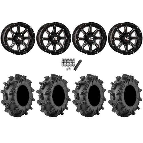 Terminator MAX 30x10-14 (6ply) Tires on High Lifter HL4 Gloss Black Milled Wheels