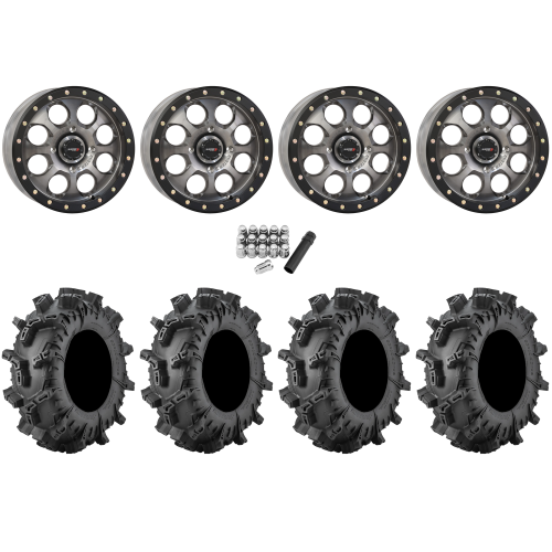 Terminator MAX 30x10-14 (6ply) Tires on System 3 Offroad SB-7 Matte Titanium Beadlock Wheels