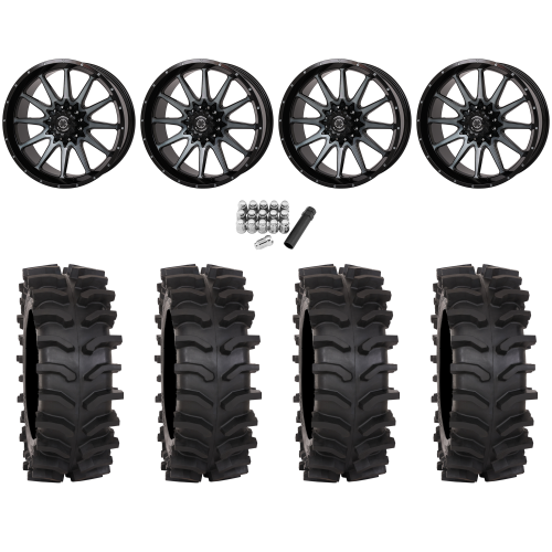 System 3 XT400W 35x12-20 Tires on Frontline 762 Gloss Dark Tint (20x8) Wheels