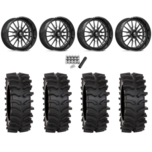System 3 XT400W 35x12-24 Tires on MSA Breakout Gloss Black Milled (24x10) Forged Wheels