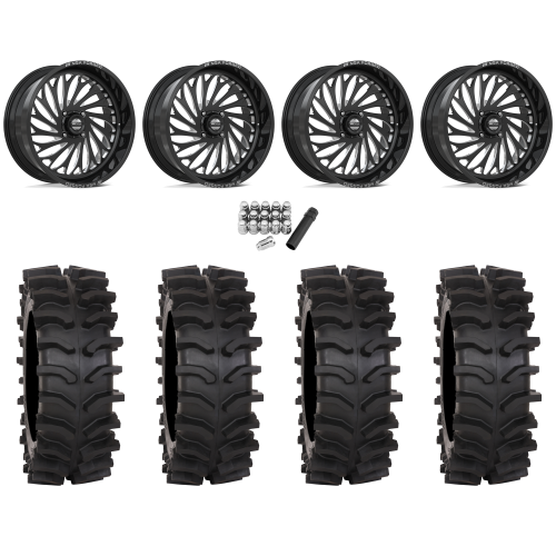 System 3 XT400W 35x12-24 Tires on MSA Coil Gloss Black Milled (24x10) Forged Wheels