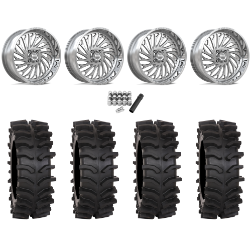 System 3 XT400W 35x12-24 Tires on MSA Coil Polished (24x10) Forged Wheels