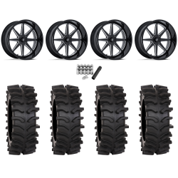 System 3 XT400W 35x12-24 Tires on MSA M54 Spark Gloss Black Milled (24x10) Wheels