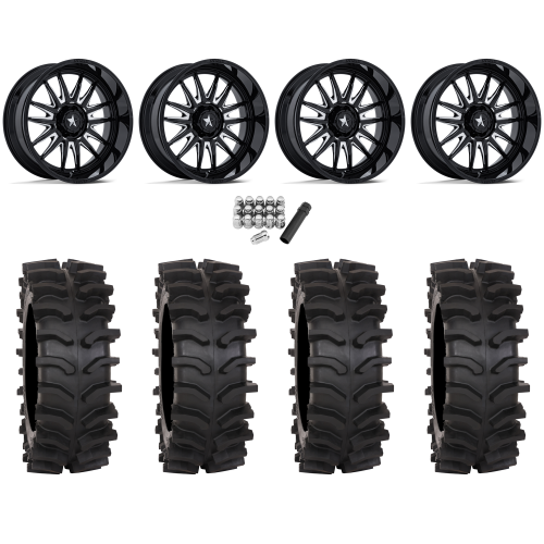 System 3 XT400W 35x12-24 Tires on MSA M55 Commander Gloss Black Milled (24x10) Wheels
