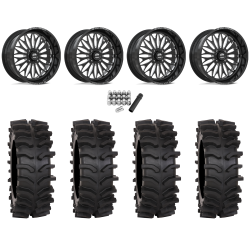 System 3 XT400W 35x12-24 Tires on MSA Shockwave Gloss Black Milled (24x10) Forged Wheels