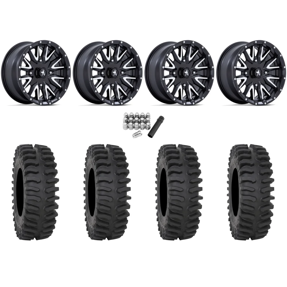 System 3 XT400 32x10-14 Tires on MSA M49 Creed Matte Black & Machined Wheels, complete kit