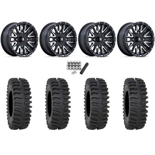 System 3 XT400 28x10-14 Tires on MSA M49 Creed Matte Black & Machined Wheels System 3 XT400 28x10-14 Tires on MSA M49 Creed Matte Black & Machined Wheels