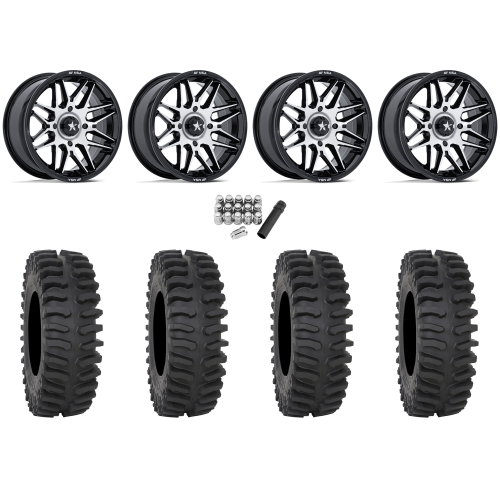 System 3 XT400 28x10-14 Tires on MSA M52 Radar Machined Wheels System 3 XT400 28x10-14 Tires on MSA M52 Radar Machined Wheels