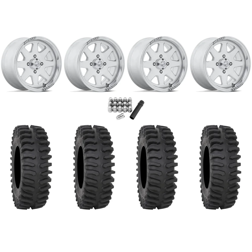 System 3 XT400 32x10-14 Tires on MSA M54 Spark Polished Wheels, complete kit
