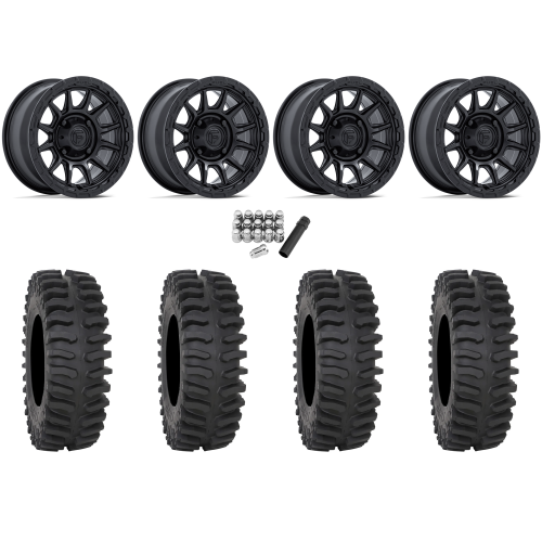 System 3 XT400 30x10-15 Tires on Fuel Piston Matte Black Wheels System 3 XT400 30x10-15 Tires on Fuel Piston Matte Black Wheels