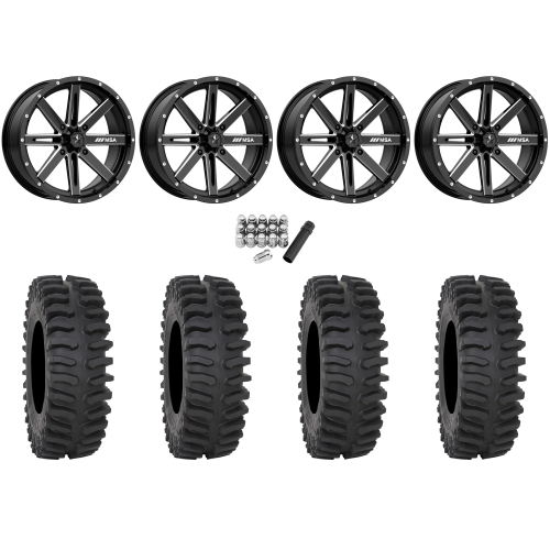System 3 XT400 35x10-18 Tires on MSA M41 Boxer Gloss Black Milled Wheels