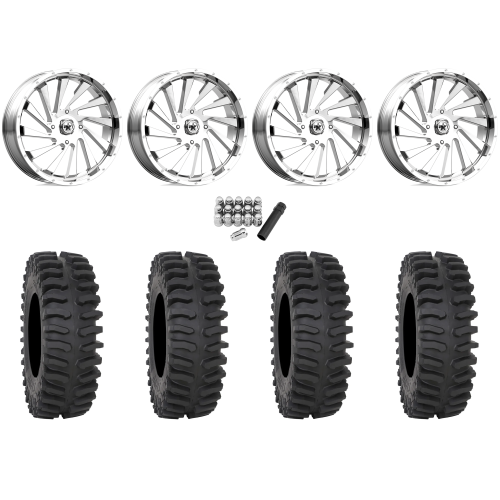 System 3 XT400 35x10-18 Tires on MSA M46 Blade Chrome Wheels