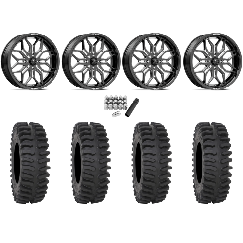 System 3 XT400 35x10-18 Tires on MSA M47 Sniper Gloss Black Milled Wheels