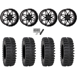 System 3 XT400 35x9.5-20 Tires on System 3 Offroad ST-7 Gloss Black Milled Wheels