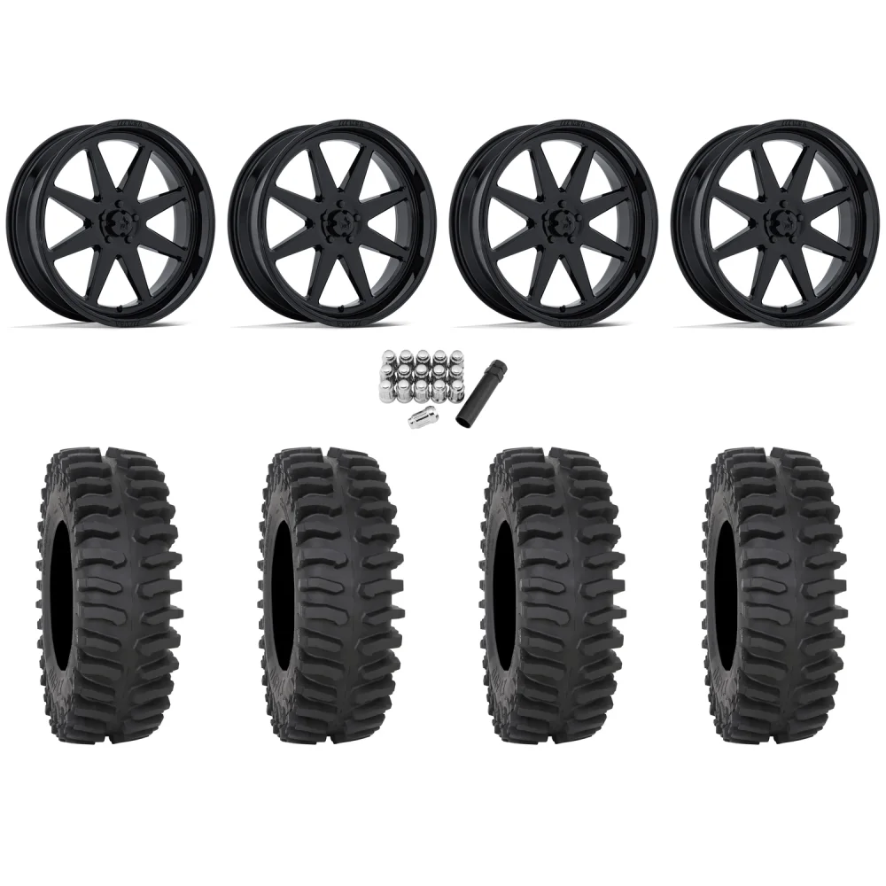 System 3 XT400 37x9.5-22 Tires on MSA M54 Spark Gloss Black Wheels, complete kit