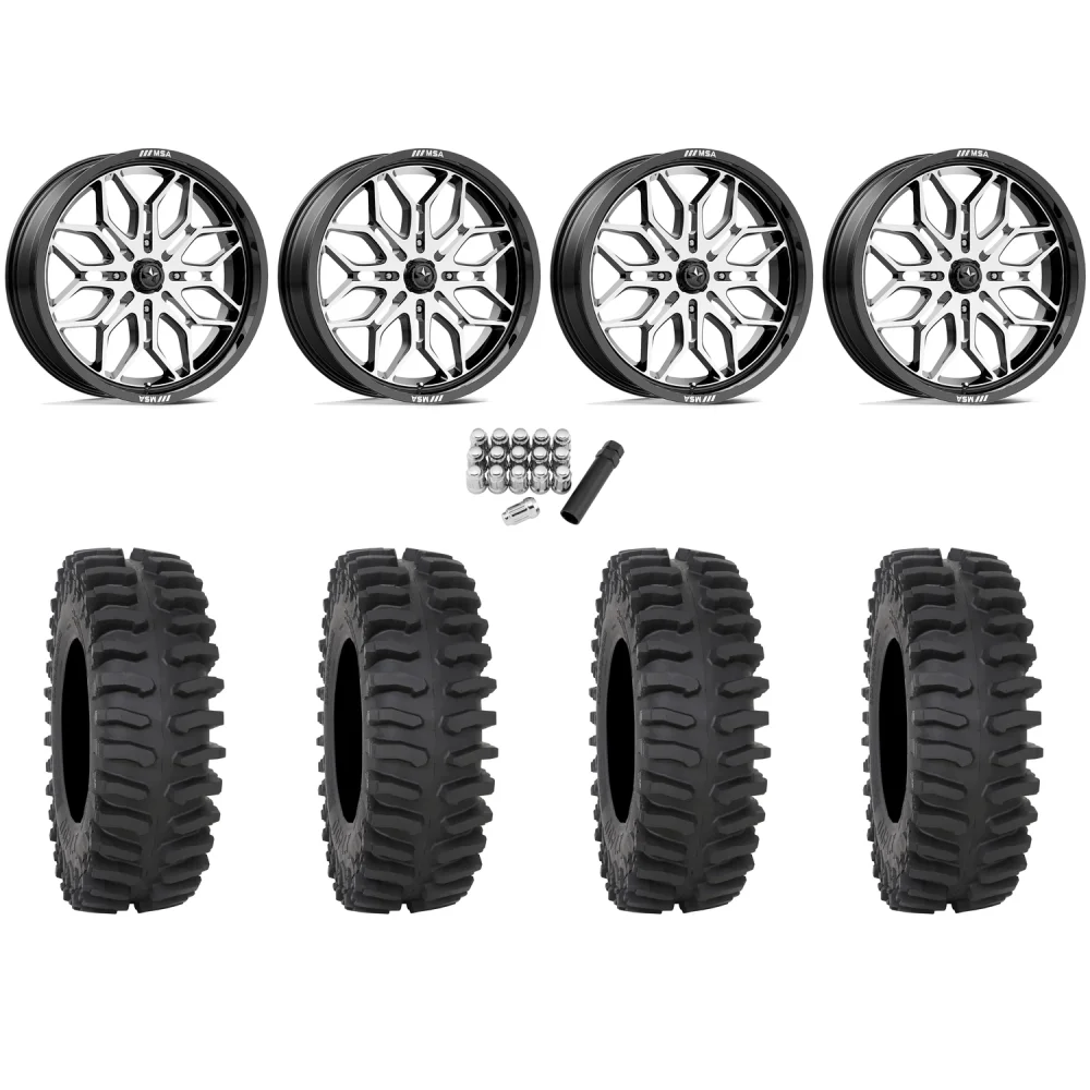System 3 XT400 40x9.5-24 Tires on MSA M47 Sniper Machined Wheels, complete kit