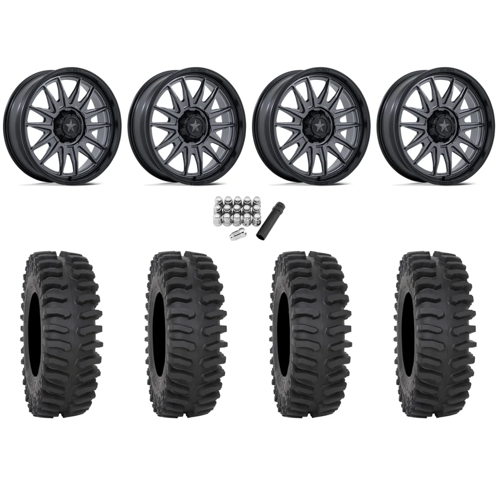 System 3 XT400 40x9.5-24 Tires on MSA M55 Commander Matte Gunmetal Wheels, complete kit