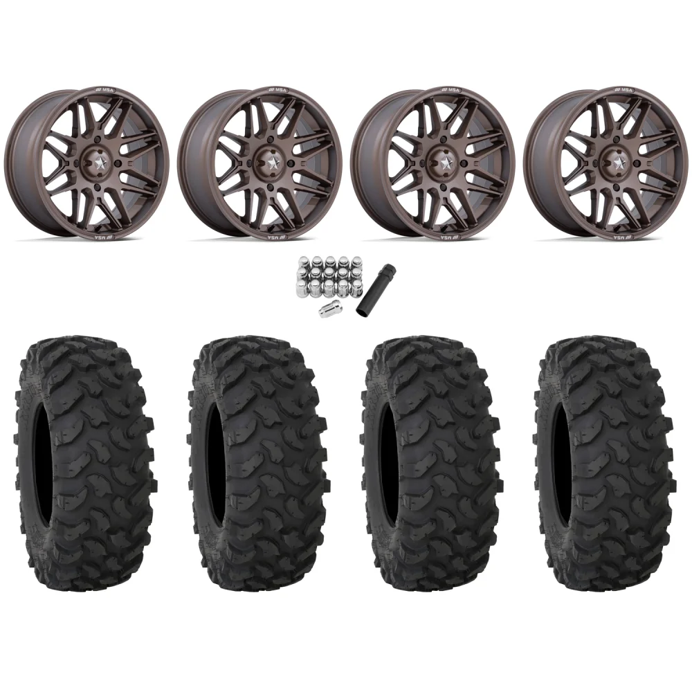 System 3 XTR370 28x10-14 Tires on MSA M52 Radar Matte Bronze Wheels, complete kit