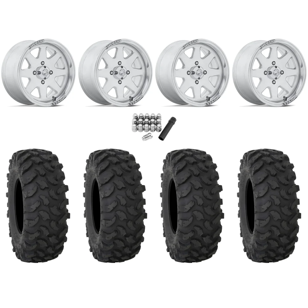 System 3 XTR370 28x10-14 Tires on MSA M54 Spark Polished Wheels, complete kit