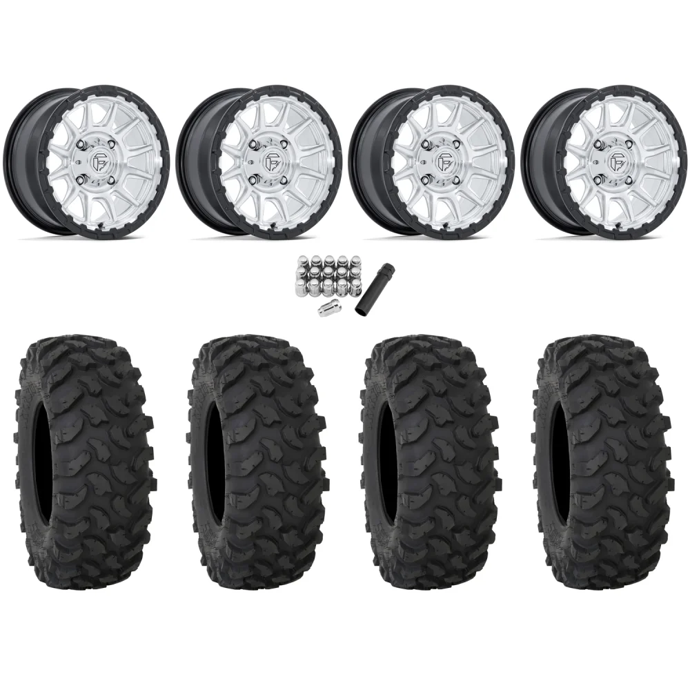 System 3 XTR370 32x10-15 Tires on Fuel Piston Hyper Silver Machined Wheels, complete kit