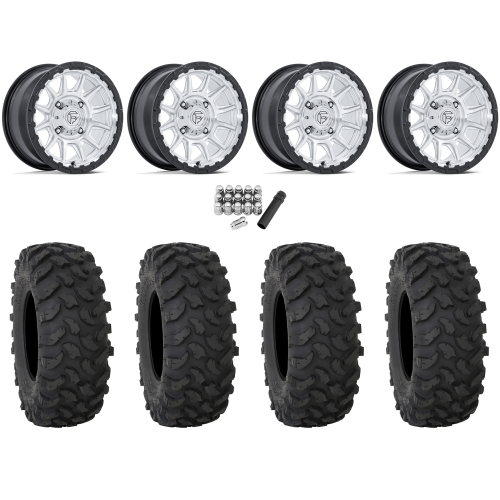 System 3 XTR370 32x10-15 Tires on Fuel Piston Hyper Silver Machined Wheels