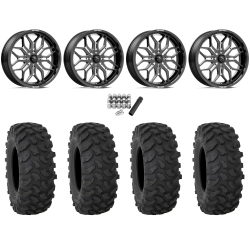 System 3 XTR370 35x10-18 Tires on MSA M47 Sniper Gloss Black Milled Wheels
