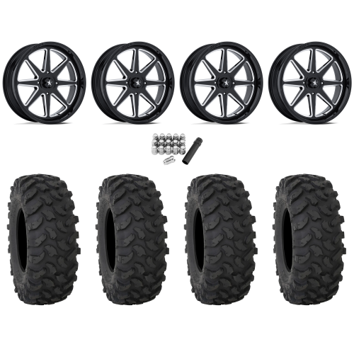 System 3 XTR370 35x10-18 Tires on MSA M54 Spark Gloss Black Milled Wheels