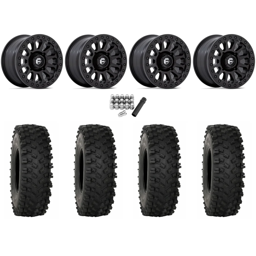 System 3 ATX470 33x10-15 Tires on Fuel Vector Matte Black Beadlock Wheels, complete kit