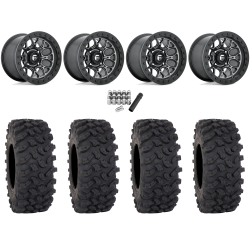System 3 Offroad XTR370W 32x12-15 (10ply) Radial Tires on Fuel Tech Matte Gunmetal (15x10) Beadlock Wheels