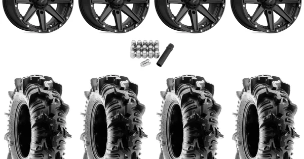 Terache Aztex XL 30x9-14 (8ply) Tires on MSA M33 Clutch Satin Black Wheels