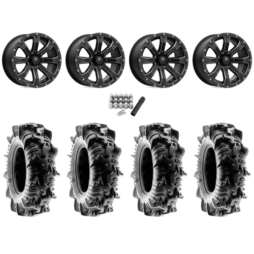 Terache Aztex XL 30x9-14 (8ply) Tires on MSA M42 Bounty Satin Black Milled Wheels