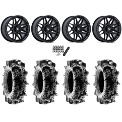 Terache Aztex XL 28x9-14 (8ply) Tires on MSA M52 Radar Gloss Black Wheels