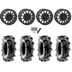 Terache Aztex XL 28x9-14 (8ply) Tires on System 3 Offroad SB-5 Matte Black Beadlock Wheels