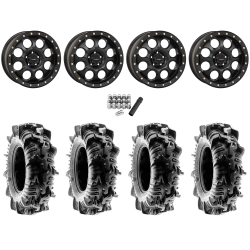 Terache Aztex XL 28x9-14 (8ply) Tires on System 3 Offroad SB-7 Matte Black Beadlock Wheels