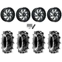 Terache Aztex XL 33x9-18 (8ply) Tires on Fuel Kompressor Gloss Black Milled Wheels