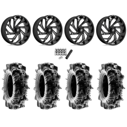 Terache Aztex XL 33x9-18 (8ply) Tires on Fuel Reaction Gloss Black Milled Wheels