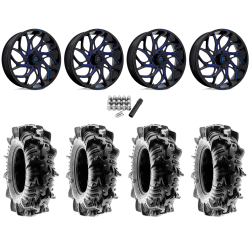 Terache Aztex XL 33x9-18 (8ply) Tires on Fuel Runner Candy Blue Wheels