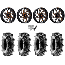 Terache Aztex XL 33x9-18 (8ply) Tires on Fuel Runner Candy Orange Wheels